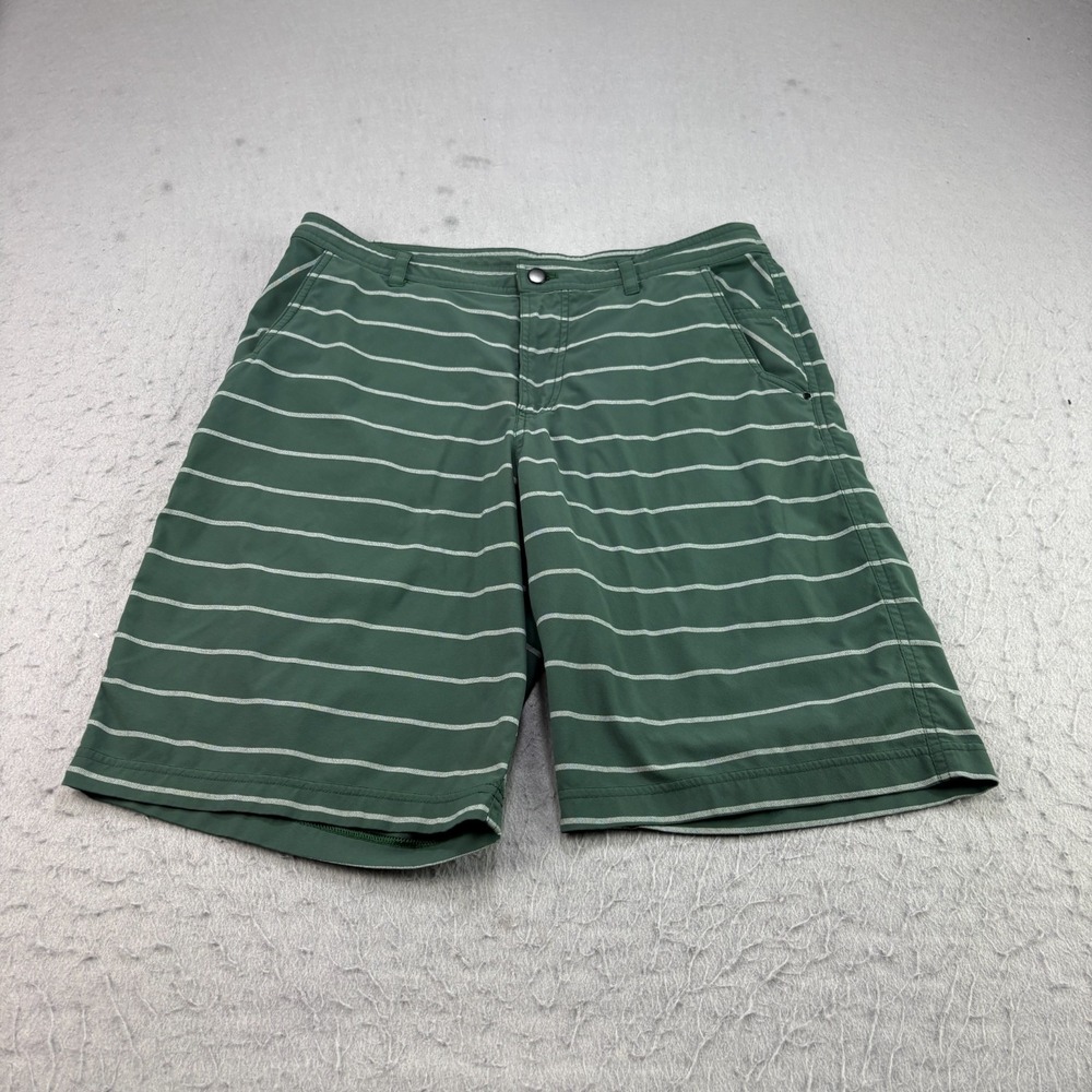 Lululemon Kahuna Shorts Mens Size 32 Green Chino Striped Preppy Athleisure